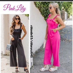 Pink Lily Impression of You Pink Ruffle Jumpsuit